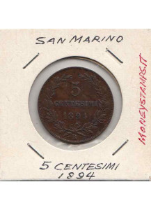 1894 5 Centesimi Rame San Marino Conservazione Spl